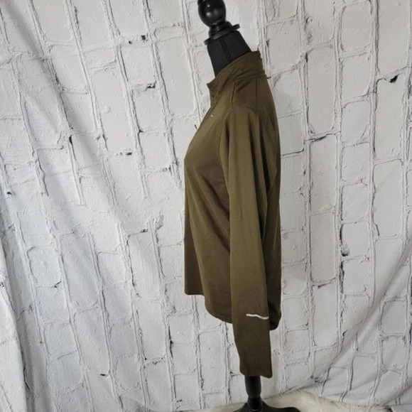 NIKE Unisex Olive Green Half Zip Athletic Running Shirt Long Sleeve Pullover M - Picture 5 of 9